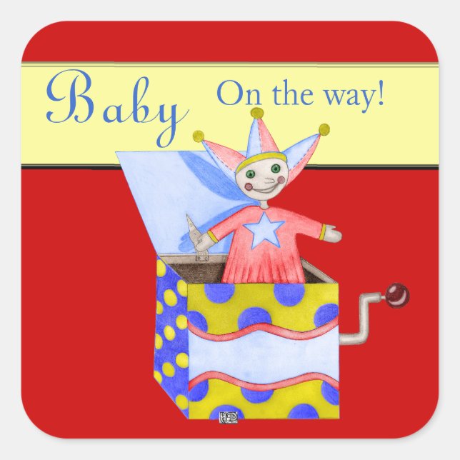 Jack-in-the-Box - Traditional Toys (Primary...) Square Sticker (Front)