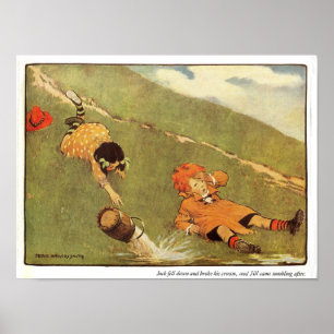 Jack & Jill Fell Down The Hill Nursery Rhyme Poster