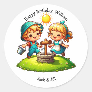 Jack & Jill Nursery Rhyme Birthday  Classic Round Sticker
