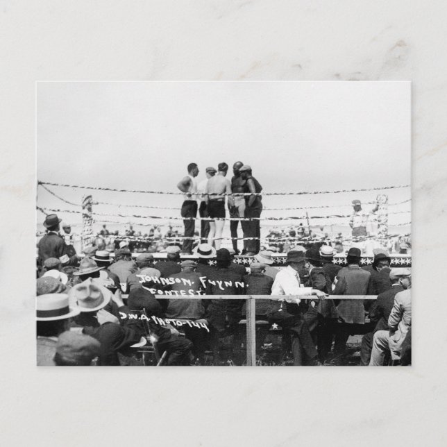 Jack Johnson vs. Fireman Jim Flynn Boxing: 1912 Postcard (Front)