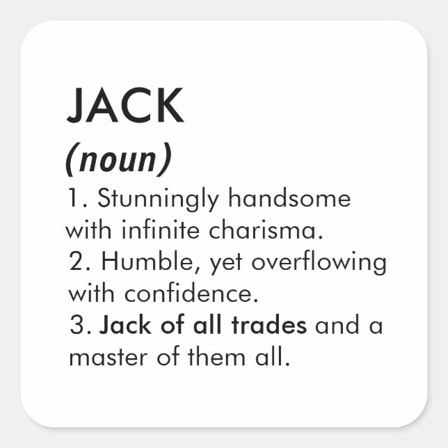 Jack name, Editable name, Custom name Square Sticker (Front)