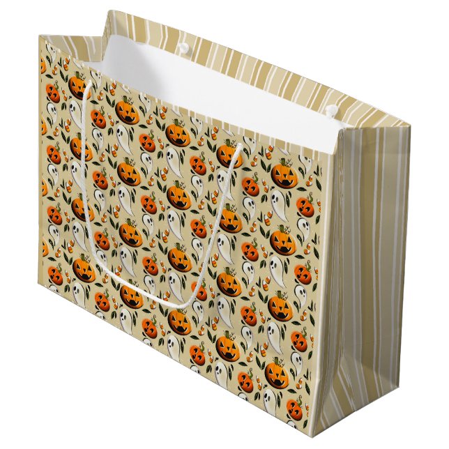 Jack-o-Ghost Yellow Large Gift Bag (Front Angled)
