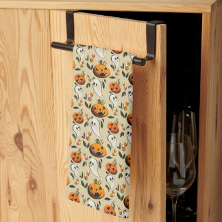 Jack-o-Ghost Yellow Tea Towel