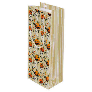 Jack-o-Ghost Yellow Wine Gift Bag