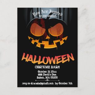 Jack O' Halloween Party Invite Postcard