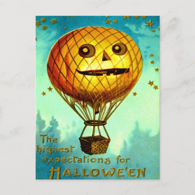 Jack O' Lantern Air Balloon Postcard (Front)