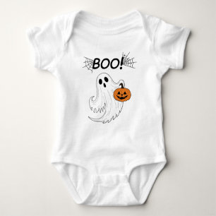 Jack-o’-lantern and A White Ghost Boo Halloween Baby Bodysuit