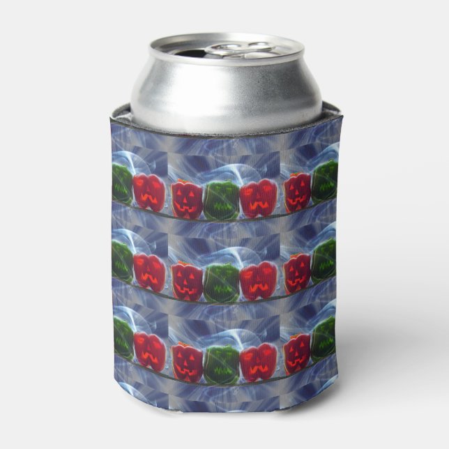 Jack O Lantern Bell Peppers Can Cooler (Can Front)