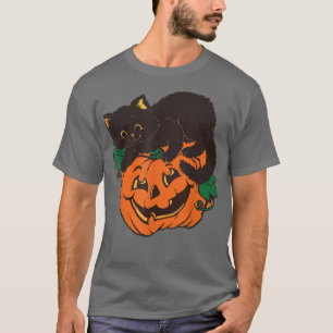 Jack O Lantern Black Cat Halloween Costume Creepy  T-Shirt