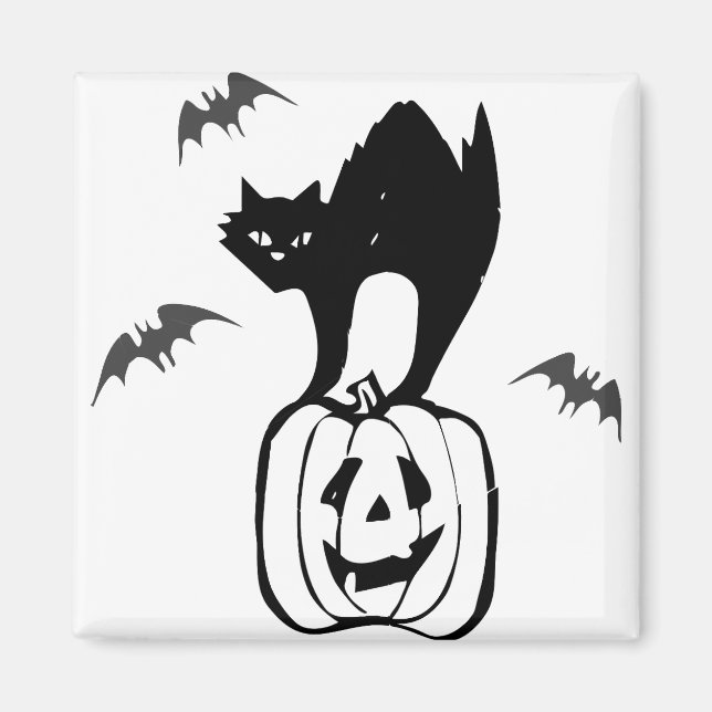Jack O Lantern Black Cat Pumpkin Halloween Scary Magnet (Front)