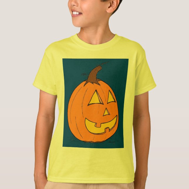 Jack o' Lantern Blue Kids Basic T-Shirt (Front)