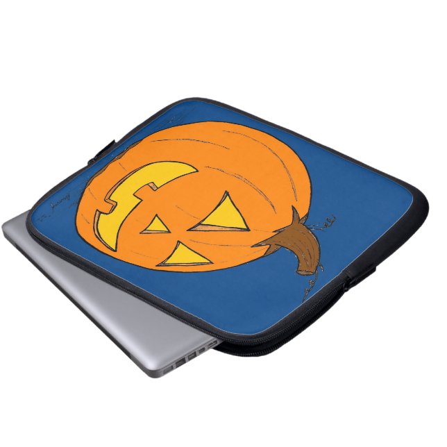 Jack o' Lantern Blue Laptop Sleeve (Front Bottom)
