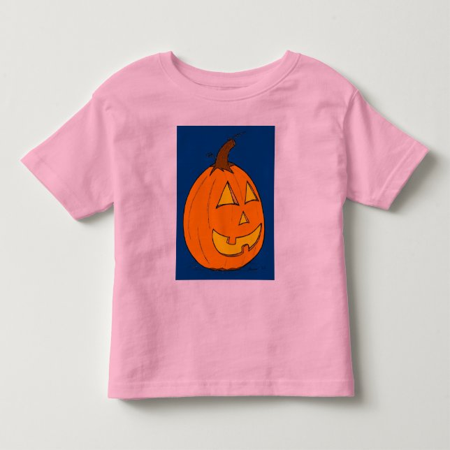 Jack o' Lantern Blue Toddlers Ringer T-Shirt (Front)