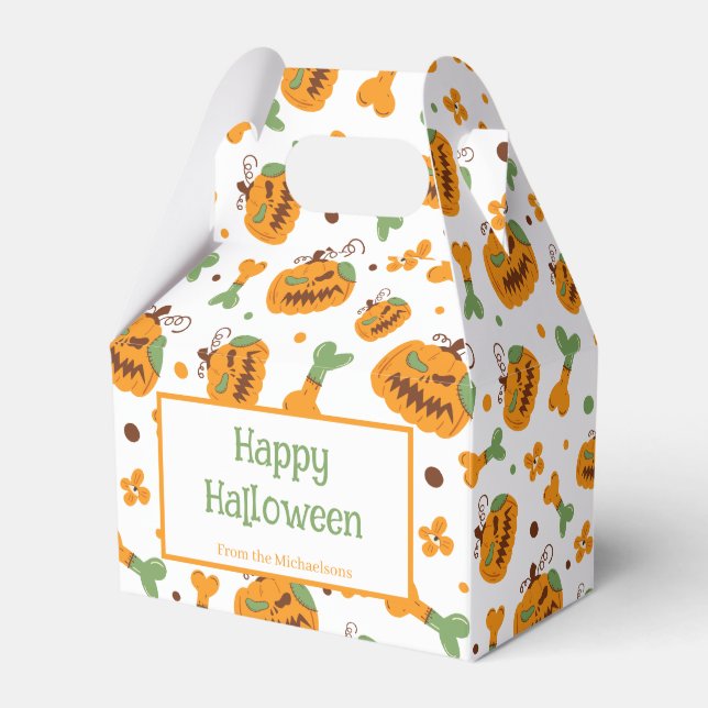 Jack-o-Lantern & Bones Spooky Custom Halloween Favour Box (Front Side)