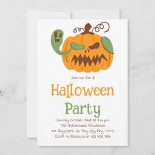 Jack-o'-Lantern & Bones Spooky Halloween Party  Invitation