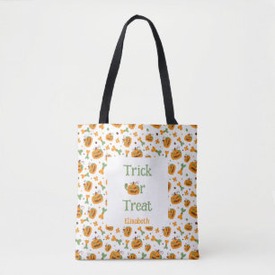 Jack-o-Lantern & Bones Trick Or Treat Personalised Tote Bag