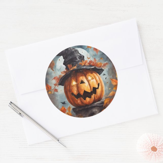 Jack O Lantern  Classic Round Sticker (Envelope)