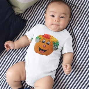 Jack o' Lantern Clown Face, Halloween Pumpkin Baby Bodysuit