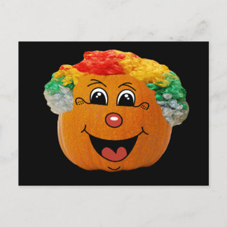 Jack o' Lantern Clown Face, Halloween Pumpkin Postcard