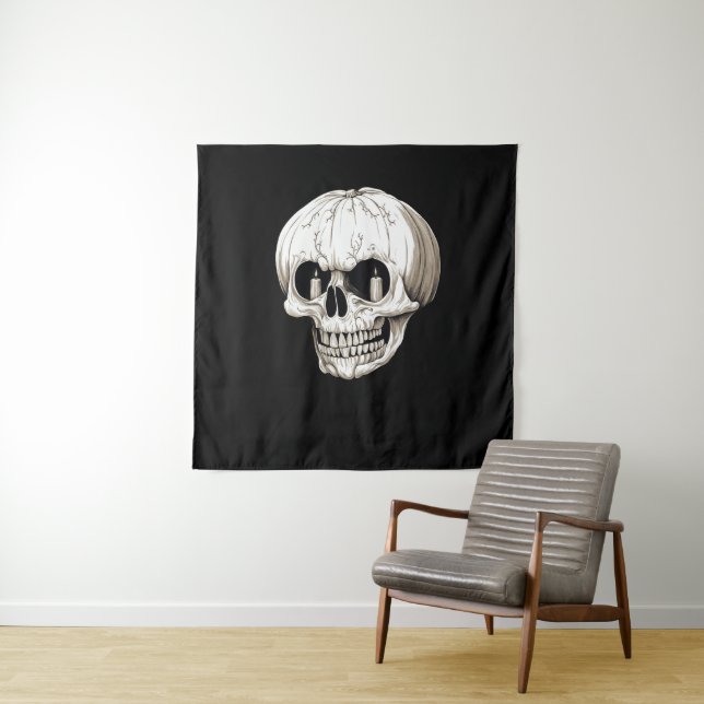 Jack O Lantern Cranium Halloween Gothic Tapestry (In Situ)