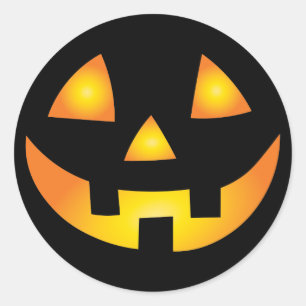 Jack O Lantern Creepy Pumpkin Face Halloween Classic Round Sticker