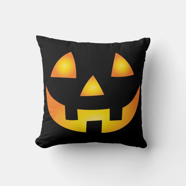 Jack O Lantern Creepy Pumpkin Face Halloween Cushion (Front)