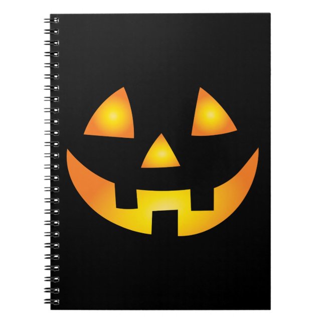 Jack O Lantern Creepy Pumpkin Face Halloween Notebook (Front)
