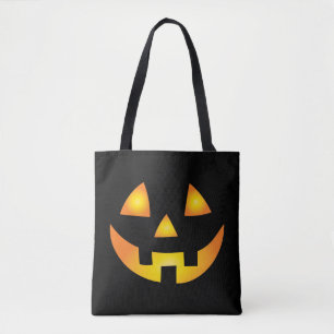 Jack O Lantern Creepy Pumpkin Face Halloween Tote Bag