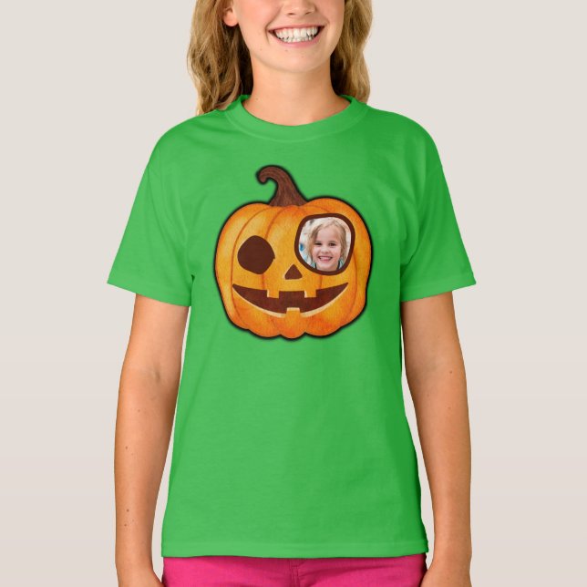 Jack o lantern custom photo pumpkin monster cute T-Shirt (Front)