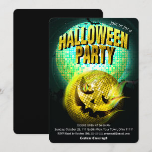 Jack O Lantern Disco Ball Adult Halloween Party Invitation