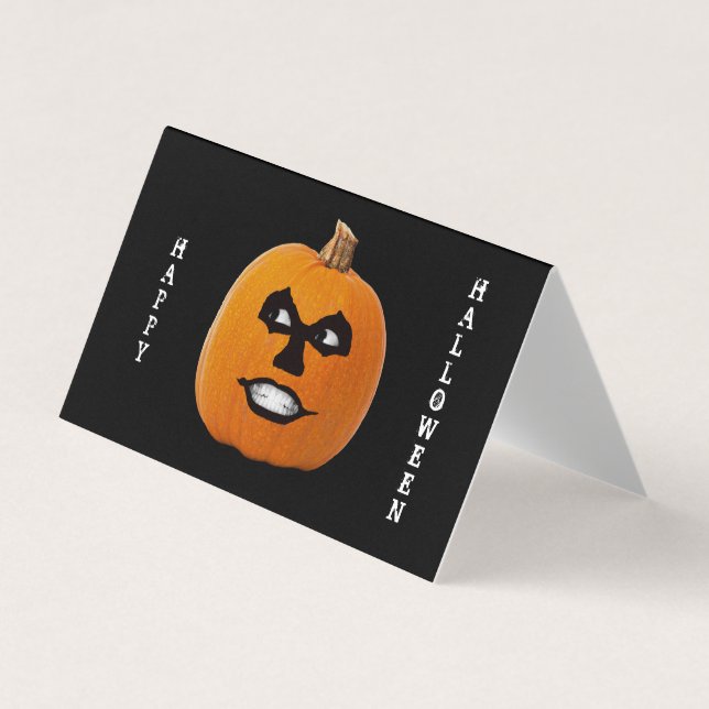 Jack o' Lantern Evil Face Classroom Exchange Card (Front)