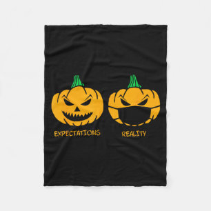 Jack o lantern expectations reality pumpkin face fleece blanket
