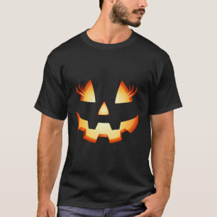 Jack O Lantern Eyelashes Pumpkin Face Halloween T-Shirt