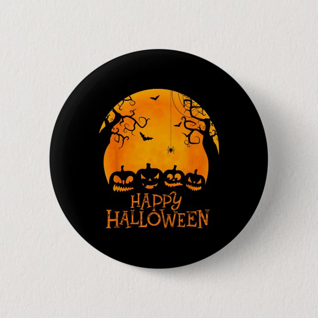 Jack O Lantern Face Happy Halloween Pumpkins Men W 6 Cm Round Badge (Front)