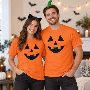 Jack O Lantern Face Orange Couples Halloween T-Shirt