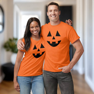 Jack O Lantern Face Orange Couples Halloween T-Shirt