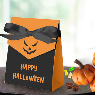 Jack O Lantern Face Pumpkin Black Orange Halloween Favour Box