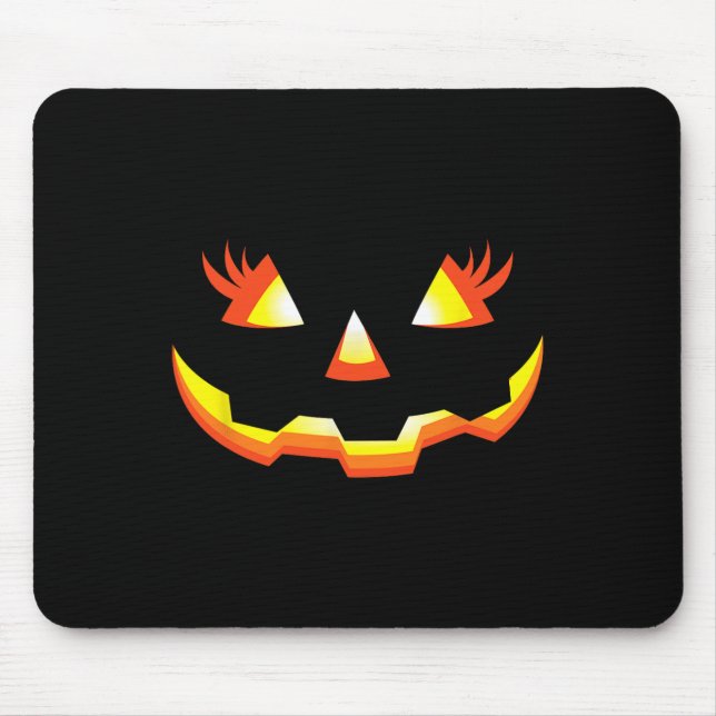 Jack O Lantern Face Pumpkin Eyelashes Halloween Co Mouse Pad (Front)