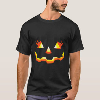 Jack O Lantern Face Pumpkin Eyelashes Halloween Co T-Shirt