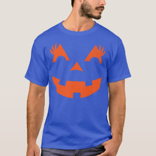 Jack O Lantern Face Pumpkin Eyelashes Halloween Cu T-Shirt