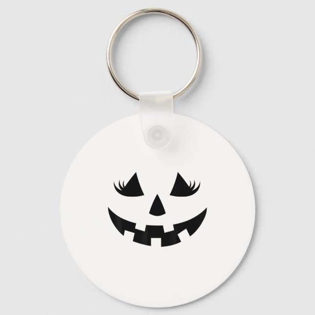 Jack O Lantern Face Pumpkin Eyelashes Halloween Wo Key Ring (Front)