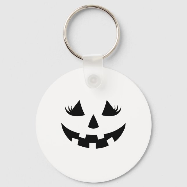 Jack O Lantern Face Pumpkin Eyelashes Halloween Wo Key Ring (Front)