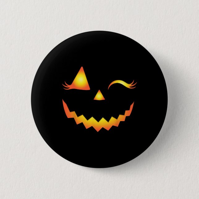 Jack O Lantern Face Pumpkin Eyelashes Hallowen Cos 6 Cm Round Badge (Front)