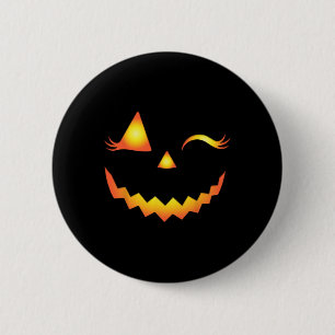 Jack O Lantern Face Pumpkin Eyelashes Hallowen Cos 6 Cm Round Badge