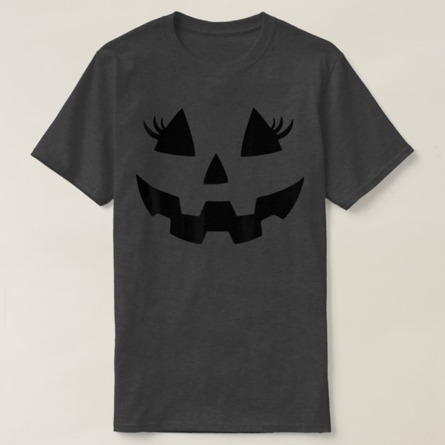 Jack O Lantern Face Pumpkin Eyelashes Hallowen Cos T-Shirt (Design Front)