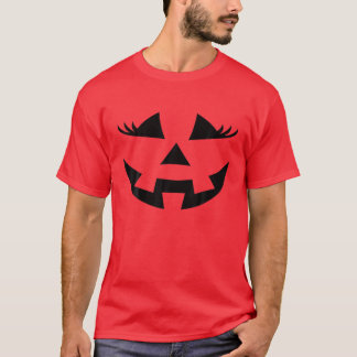 Jack O Lantern Face Pumpkin Eyelashes Hallowen Par T-Shirt
