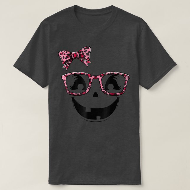 Jack O Lantern Face Pumpkin Halloween Leopard Glas T-Shirt (Design Front)