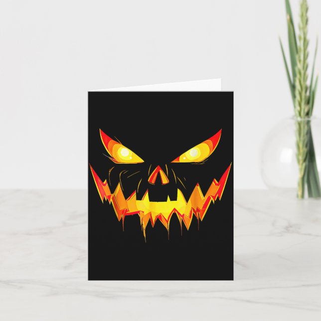 Jack o Lantern face Pumpkin Scary Halloween Card (Front)