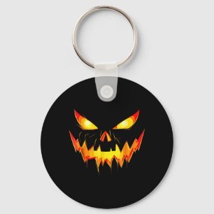 Jack o Lantern face Pumpkin Scary Halloween Key Ring