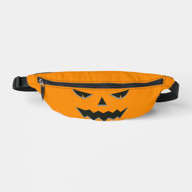 Jack-o’-Lantern Face with Grey Accents – Halloween Bum Bags (Front)